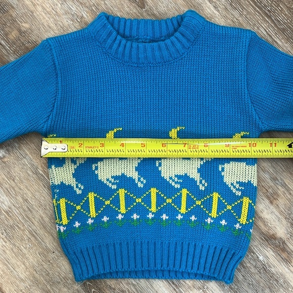 Vintage Kids Crewneck Sweater Counting Sheep Easter Teal Blue Size 24 Months - Picture 7 of 10